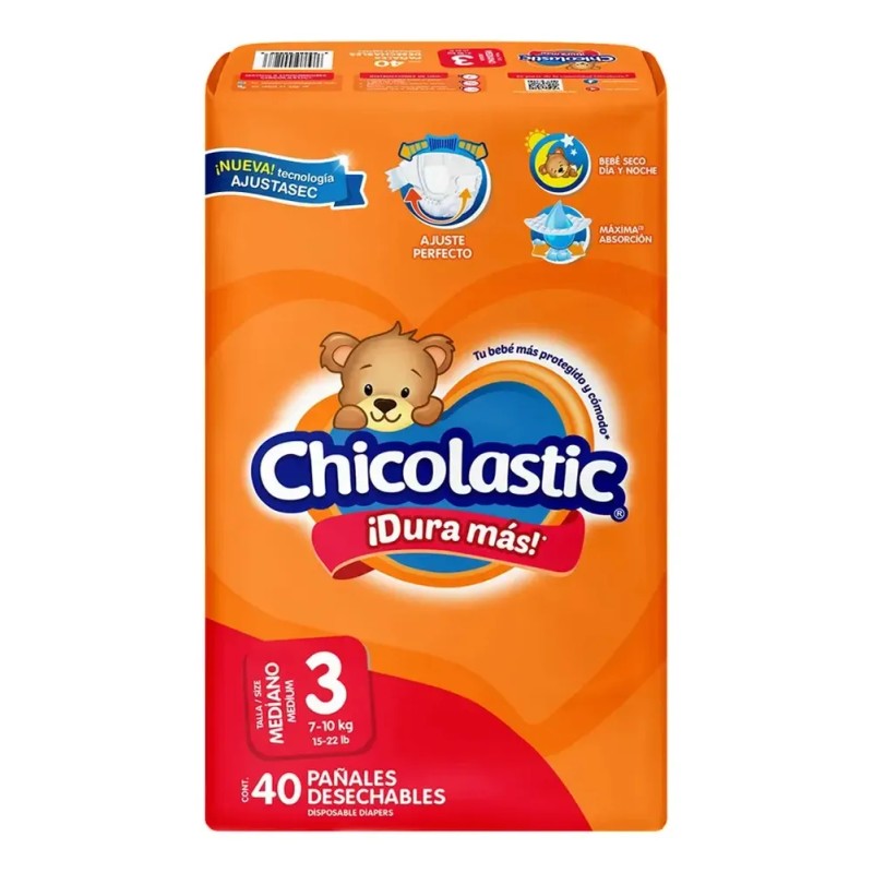Pañales Chicolastic Etapa 3 Unisex 40 Piezas