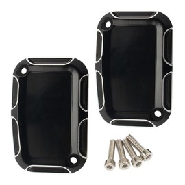 KACEPAR Front Rear Brake Reservoir Master Cylinder Cover, Motorcycle Brake Master Clutch Cylinder Covers, 2008-2017 Compatible with Harley FLH FLHX FLHX Road King, Black+Silver