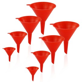 8 Pcs Plastic Funnel Set, Funnels for Filling Bottles or Containers, Multipurpose Wide Mouth Filter Funnels for Kitchen/Laboratory/Garage/Car Liquids/Oil/Dry Goods/Bottles/Cans Funnels - Red