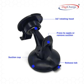 DigiCharge GPS Windshield Suction Cup Bracket Cradle Complete Mount – Fits Garmin DriveSmart 55 50 51 61 65 66 70 76, Drive 53 52 51 55 60 61, nüvi 52 57 2539 2597 2689, RV 660 770 dēzl 570 580 OTR620