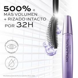 LBEL Máscara de Pestañas Monumental Lashes  500 Más Volumen, Rizado 32H, A Prueba de Agua y Larga Duración                                            