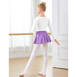 Daydance White Girl's Ballet Tops Cropped V-Neck Dance Shrug Sweater for Leotards, Long Sleeve