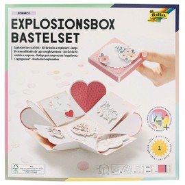 folia 11610 - Explosion Box Romance Craft Set, Original Gift Box with Hinged Function, Approx. 7.5 x 7.5 x 7.5 cm, Ideal for Birthday, Wedding, Mother's Day, Valentine's Day, etc.