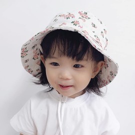 Malaxlx Unisex Baby Toddler Kids Sun Hat Fishing Hat Summer Hat for Girls Boys, Flowers white