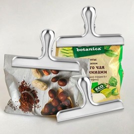 Ipow Pack of 6 Large Metal Clips Bags Sealing Clips Letter Clips Made of Stainless Steel Strong Spring Force 118 mm Width