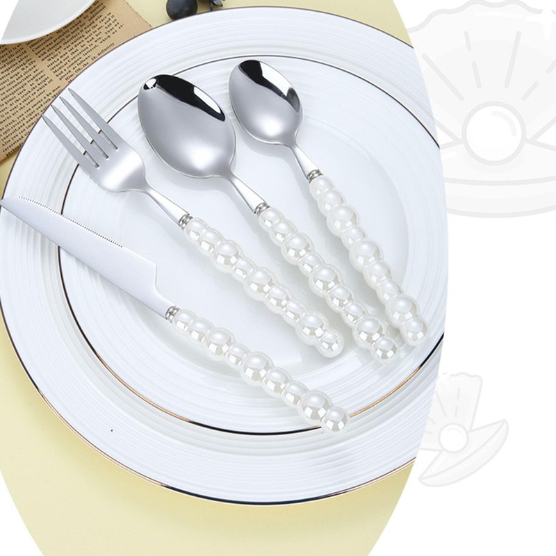 Luxury Pearl Cutlery Set, 304 Stainless Steel Utensils, Fine Polished,