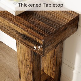 LITTLE TREE 63-Inch Long Console Tables for Entryway, Large Sofa Table Behind Couch, Wooden Entry Foyer Hallway Table, Industrial Console Sofa Tables for Living Room, Rustic Brown