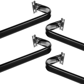 Kigley 4 Pcs 18 to 28 Inch Black Adjustable Curtain Rod Set Heavy Duty Door Curtain Rod Flat Sash Rods Hardware Included for Home Windows Kitchen Bathroom Sidelights
