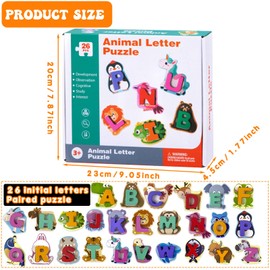 Preschool Games Alphabet, Letters Learning Educational Games, Alphabet Learning, Reading Learning Montessori Toy, Montessori Letters Wood, ABC Wooden Letters Animal Card Board Matching Puzzle for 3+