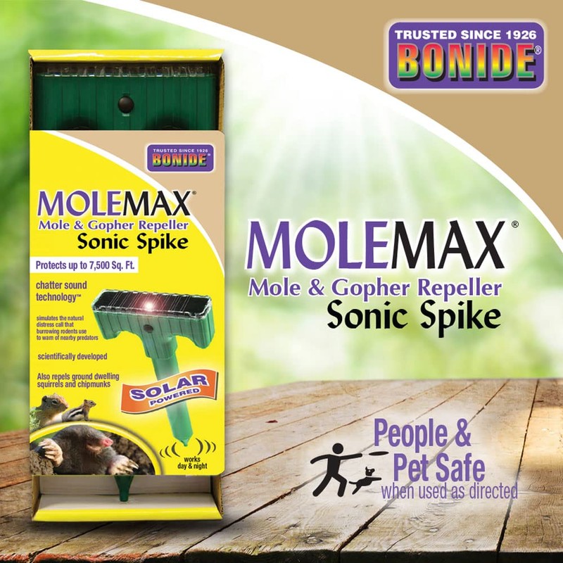 Bonide (BND61121) - Molemax Sonic Spike Repeller, Solar Powered Mole