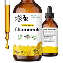 Wild & Organic Chamomile Flowers Tincture - Calming Supplement for Relaxation - Chamomile Extract Liquid Drops - Vegan, Sugar & Alcohol-Free - 4 fl oz