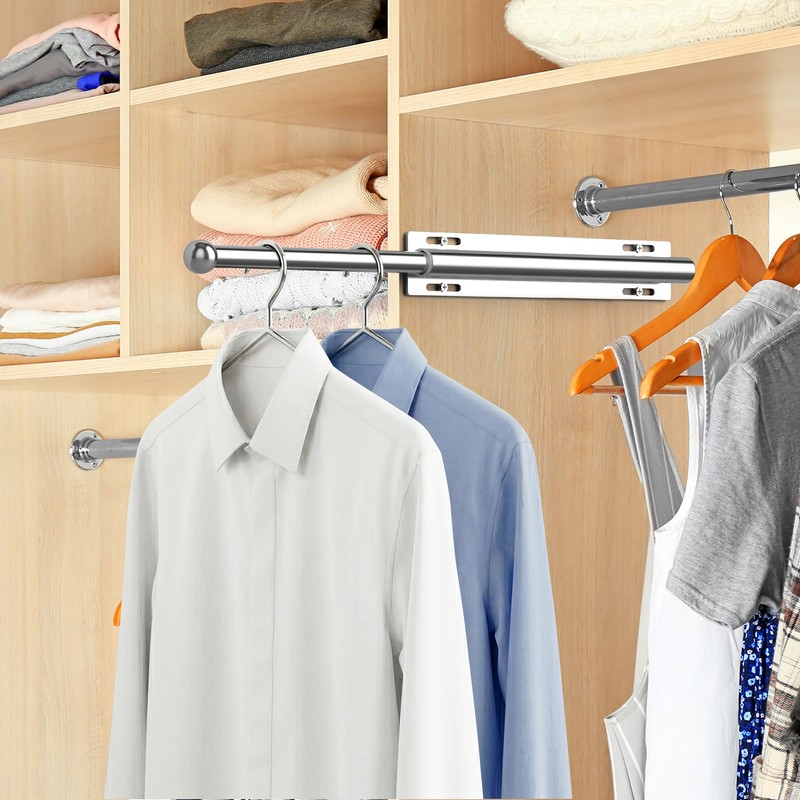 Valet Rod for Closet Retractable, 13.4"-23.2" Pull Out Clothes Hanger