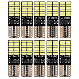 T10 W5W CANBUS CANSELLER LED DC12V 4014SMD 24 Rows Non-Polar Position License Plate Light White Double Sided Light Set of 10
