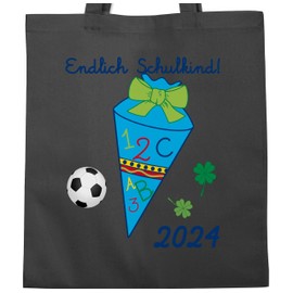 Shirtracer - Cotton Bag - First Day of School & First Day of School Gift Gym Bag - Finally School Child 2024 Football, 2 Dark Grey