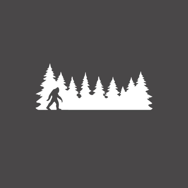 AzQuest Bigfoot in Treeline Vinyl Decal - Pine Trees Forest