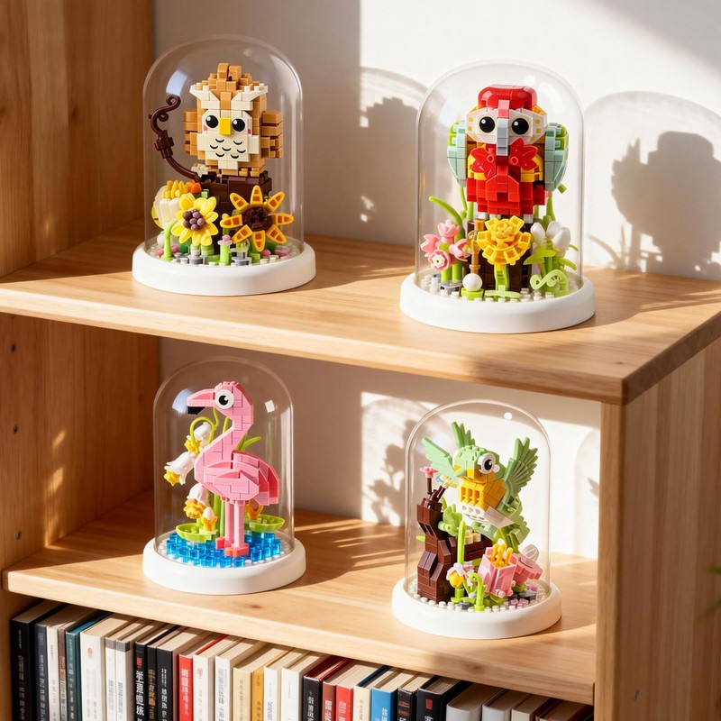 Insgen 4 Bird & Flower Micro Brick Model Sets with