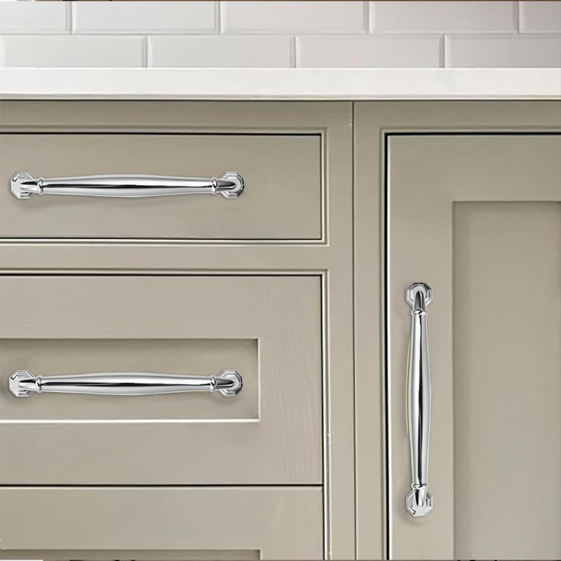 khtumeware 10 Pack 5 Inch(128mm) Polished Chrome Cabinet Pulls Heavy