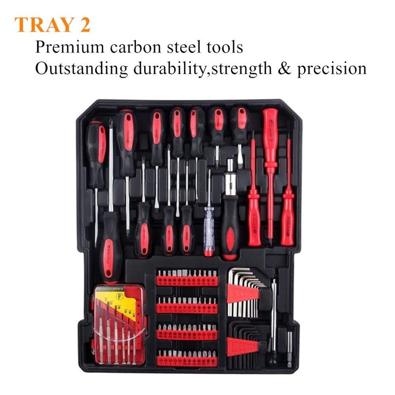 FLZOSPER 799-Piece Sturdy Tool Set with Rolling Wheels Aluminum Trolley