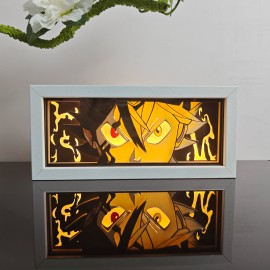 ping 3D Animal Paper Light Box Cut UV Printing Demon Slayer LED Lights Wedding Bedroom Night Desk LampColor: L-51Single-color version, Size: S