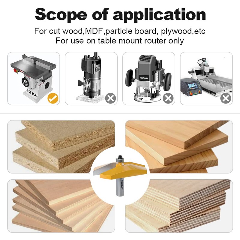 XDENGP Bevel Raised Panel Router Bits 1/2 Shank for Cabinet