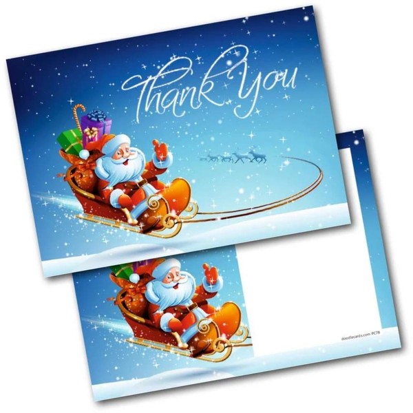doodlecards Christmas Thank You Cards Thankyou Santa Sleigh Pack of