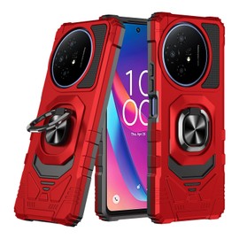 jackpot wireless Compatible for TCL 50 XL 5G Case with Tempered Glass Screen Protector, Full-Body Protective, Magnetic Car Ring Holder Cover Case (Red)