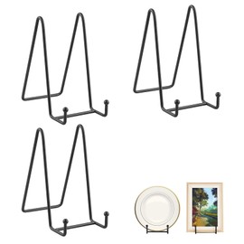 TXG Paquete de 3 Soportes de Placa de 6 Pulgadas Para Exhibición de Fotos, Soporte de Placa de Caballete de Hierro, Soporte de Marco de Fotos Para Foto, Caballete de Fotos, Plato de Arte de Mesa, Negr