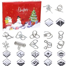 Advent Calendar 2023, Pack of 24 Puzzle Games Advent Calendar with Metal Puzzle + Patience Games Mini Thinking Game, Advent Calendar Children, Puzzle Games for Children Adults Christmas Calendar Boys
