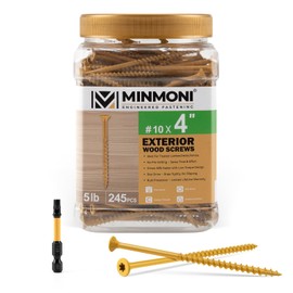 #10 x 4'' Wood Screws (5 lb Box), Trox Flat-Head Exterior Deck Screws 245pcs, Multiple Size Available, Tan, T25 Star Bit Included