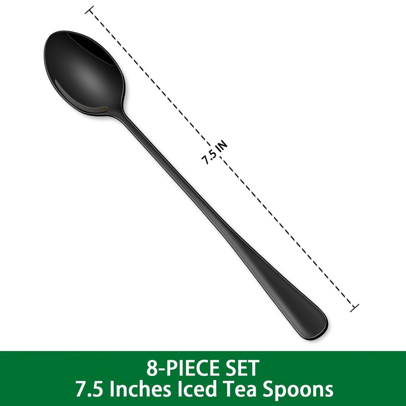 7.5 Inches Black Coffee Stirring Spoons Set,Set Of 8 Stanless
