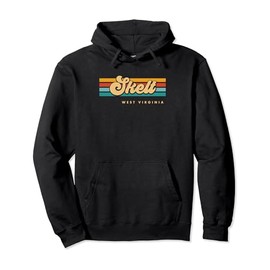 Vintage Sunset Stripes Skelt, West Virginia Pullover Hoodie