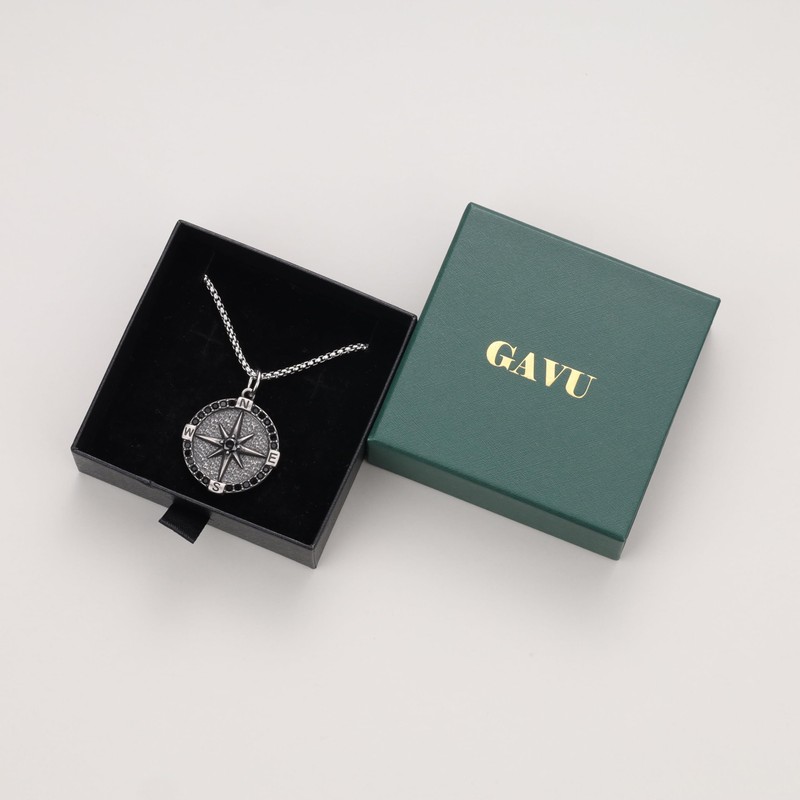 GAVU Compass Necklace for Men with Compass Pendant Small, Stainless