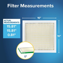 Filtrete 16x16x1 AC Furnace Air Filter, MPR 700, MERV 8, Tough on Pollen, Easy on Airflow, 3-Month Pleated 1-Inch Electrostatic Air Cleaning Filter, 6-Pack (Actual Size 15.81 x 15.81 x 0.81 in)