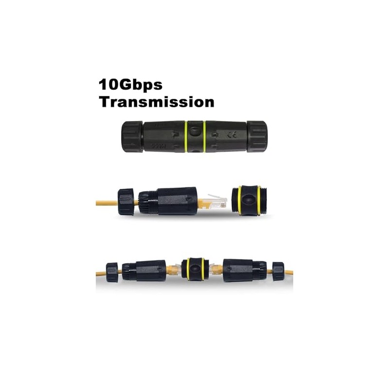 Danfetsoy - Acoplador RJ45 impermeable IP68, conector RJ45 de 10