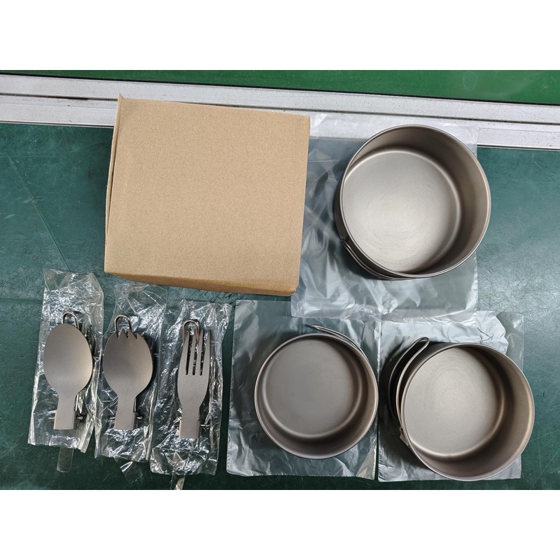 Aomiun Camping Utensil Set 3 Bowls Spoon Fork Combo Titanium