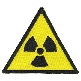 Nuclear Radiation Symbol Embroidered Patch Iron-On Yellow Logo Triangle