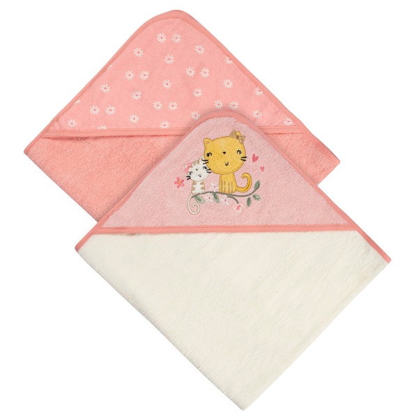 Gerber 2-Pack Baby Girls Kitty Floral Hooded Towel