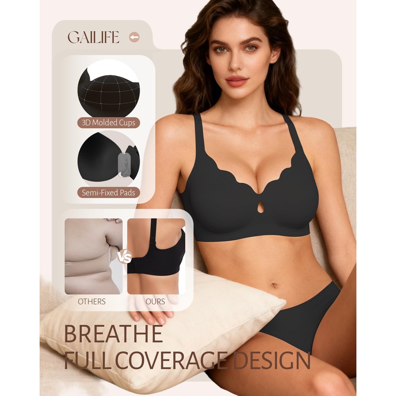 Gailife Bras for Women No Underwire Jelly Bras Wave Wireless