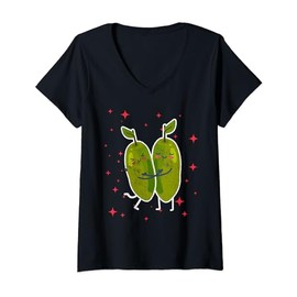 Cute Curuba Couple Hugging Curuba Fruits V-Neck T-Shirt