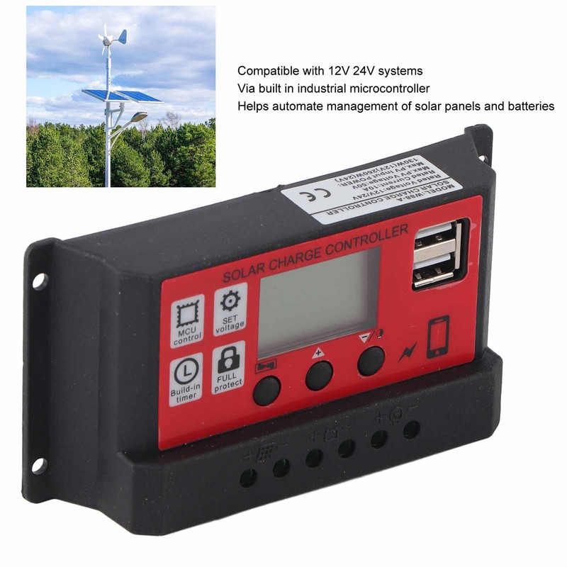 Solar Charge Controller Adjustable Solar Panel Battery Intelligent Regulator with