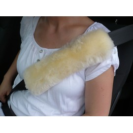 Sheepskin Seat Belt Strap Covers color black