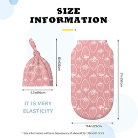 Qiohoey Cute Pink Strawberry Newborn Baby Swaddle Blanket With Beanie Hat Baby Receiving Blanket Gifts For Boys Girls Infant