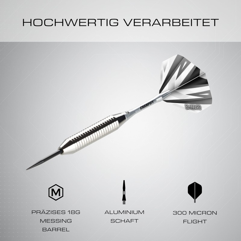 Champify Brass Darts Set "Blizzard" with 18 g Barrel and