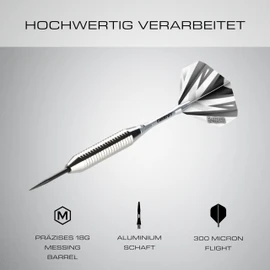 Champify Brass Darts Set "Blizzard" with 18 g Barrel and Steel Tip | 3 Darts with 6 Shafts & Flights | Includes Other Accessories | Darts with Steel Tips Ideal for Darts Beginners