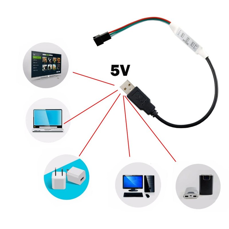 Vrabocry 3Key Mini USB SP002E Controller for WS2811 WS2812B SK6812RGB(NOT