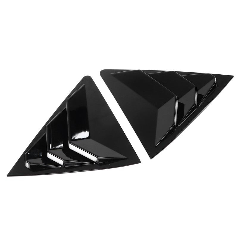 2pcs Gloss Black Rear Side Window Louvers Trim Air Vent