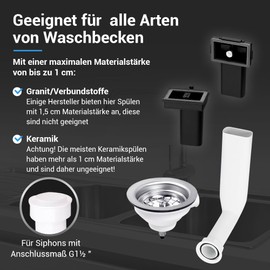 VIOKS Strainer Basket Insert 114 mm Strainer Basket Valve 4 1/2 Inch Drain Fitting for Kitchen Sink with Overflow Set and Removable Strainer Basket Replacement Parts for Sink