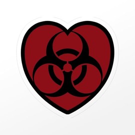 CafePress Biohazard HeartRd4 Small Die Cut Sticker, 3"x4" Clear