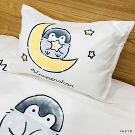 MORiPiLO Koupen-chan Bedding Cover Set (Jya Enaga-san Comforter Cover & Pillowcase) Soft Peach Skin Single 150x210cm White Goods Cute Bedding Cover 2-Piece Set Character Makurano Morishita