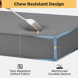 Veehoo Chew Proof Dog Bed for Crate, Durable Dog Crate Bed with Hidden Zipper, Outdoor Waterproof Pet Bed with Removable Washable Cover, Memory Foam Bed for Medium Dogs